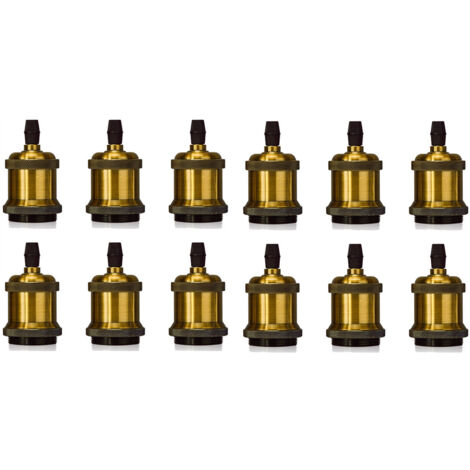 Douille de Lampe E27 Vintage Edison Rétro Lampe Base Chambre Salon pour Lustre Suspension Plafonnier DIY Laiton - 12Pcs