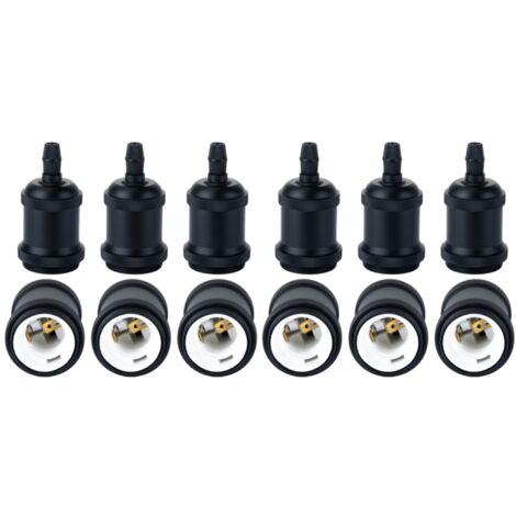 Douille de Lampe E27 Vintage Edison Rétro Lampe Base Chambre Salon pour Lustre Suspension Plafonnier DIY Noir - 12Pcs