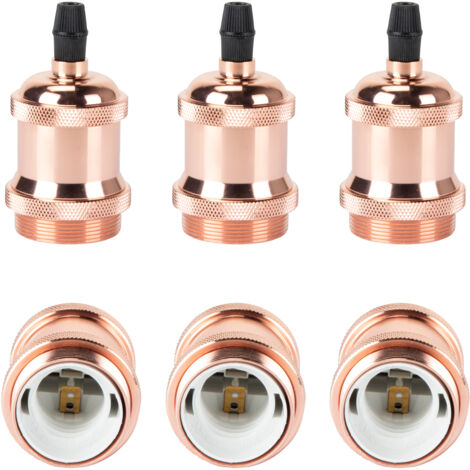 Douille de Lampe E27 Vintage Edison Rétro Lampe Base Chambre Salon pour Lustre Suspension Plafonnier DIY Rose - 6Pcs