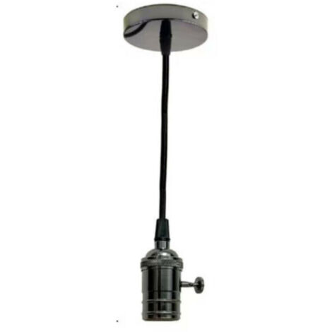 DOUILLE DE LAMPE LUSTRE SUSPENSION PLAFOND SUSPENSION VINTAGE 2MT NOIR PERLE
