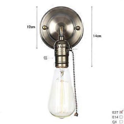 Douille de lampe rétro SZTXJ E27 Edison, support mural avec interrupteur, décoration intérieure 220 V (fermeture éclair en bronze vert)