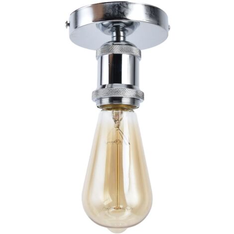 Douille de Lampe Vintage E26 E27, Douille de Plafonnier Douille de Lampe Vintage E26 E27 Douille de Lampe de Plafond avec Accessoires pour Cuisine Chambre Salon 100‑240V (Argent)