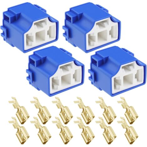Douille De Phare H4 - 4 Pièces - Céramique Et Plastique - Connecteur 3 Broches 90 Degrés - Pour Ampoule LED Et Halogène - Bleu