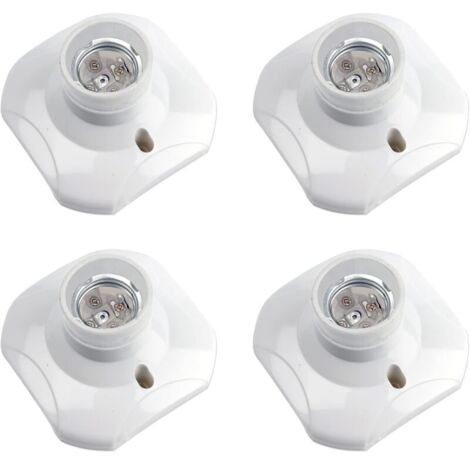Douille de plafonnier E27 à vis, douille murale/murale avec culot E27, AC 230 V, porte lampe carrée blanche, base support plastique pour lampe de garage plafond, lot de 4