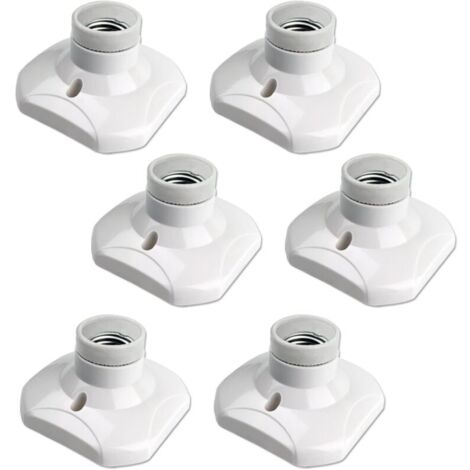 Douille de plafonnier E27 à vis, murale avec culot E27, AC 230 V, porte lampe carrée blanche, base support plastique, lot de 6