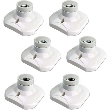 Douille de plafonnier E27 à vis, murale avec culot E27, AC 230 V, porte lampe carrée blanche, base support plastique, lot de 6