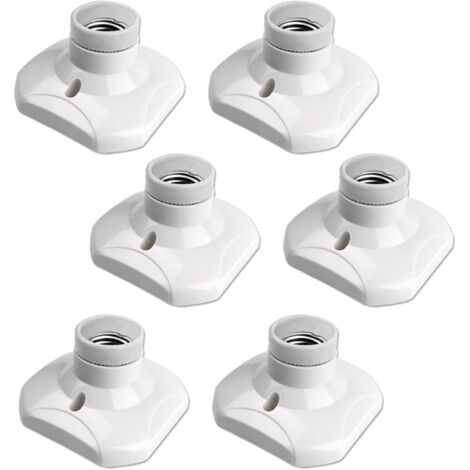 Douille de plafonnier E27 à vis, murale avec culot E27, AC 230 V, porte lampe carrée blanche, base support plastique, lot de 6