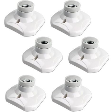 Douille de plafonnier E27 à vis, murale avec culot E27, AC 230 V, porte lampe carrée blanche, base support plastique, lot de 6