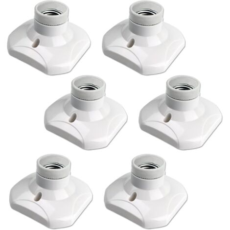 Douille de plafonnier E27 à vis, murale avec culot E27, AC 230 V, porte lampe carrée blanche, base support plastique, lot de 6
