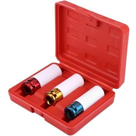 Douille de Roue, Jeu de 3 Douilles à Chocs pour Jantes Aluminium, 17, 19, 21 mm pour Garage Atelier
