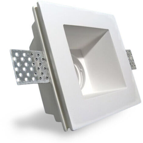 Douille De Spot Encastrée Fixe En Plâtre Pour Ampoules Led Gu10 Carrée 12x12 Cm