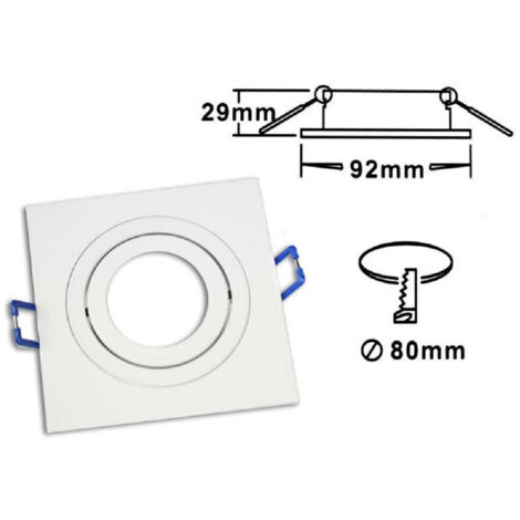 Douille De Spot Encastrée Gu10 Spot Carré Acier Douille De Lampe Réglable P3 Blanc