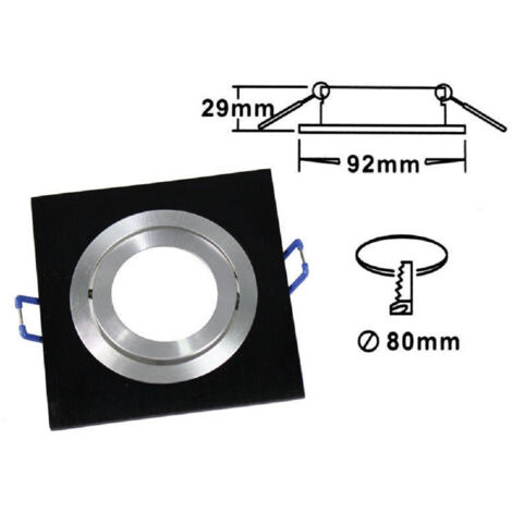 Douille De Spot Encastrée Gu10 Spot Carré Acier Douille De Lampe Réglable P3       Noir
