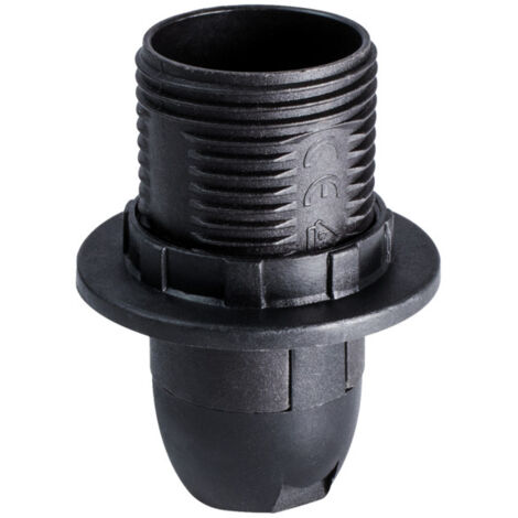 Douille demi-fileté E14 noire avec bague, plastique PET recyclée - Tibelec