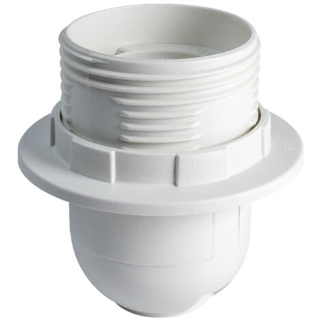 Douille demi-fileté E27 blanche avec bague, plastique PET recyclé - Tibelec