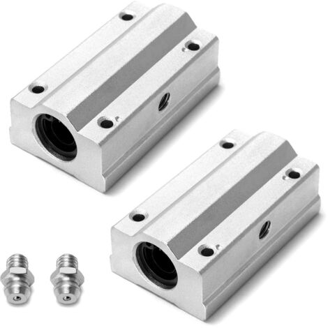 Douille d'unité de glissière de roulement à billes à mouvement linéaire en aluminium 2 pièces, bloc de glissière de roulement à rouleaux linéaire Extra Long de Type CNC, diamètre d'alésage de 12mm