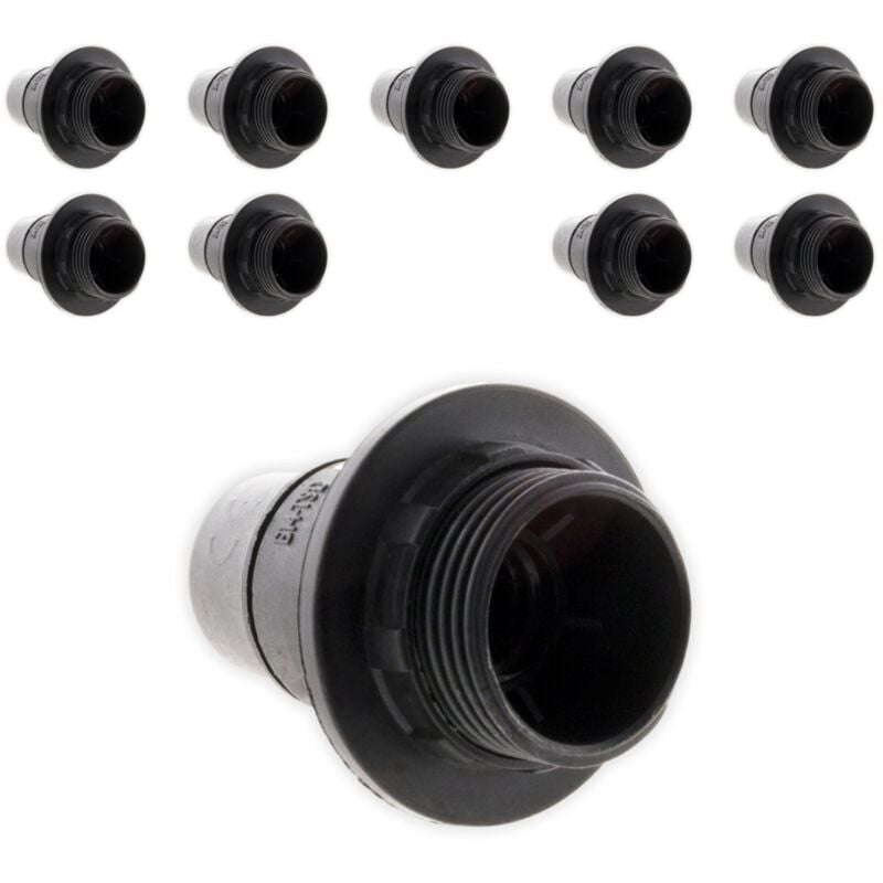 Lot de 10 douilles E14 simple bague - noir Zenitech