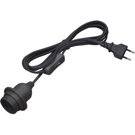 Douille E27 - 4,2 m - Noire - Avec interrupteur marche/arrêt - Idéale pour les projets de bricolage - Convient aux lampadaires et suspensions / Suspension de lampe avec interrupteur / Câble pour lumin