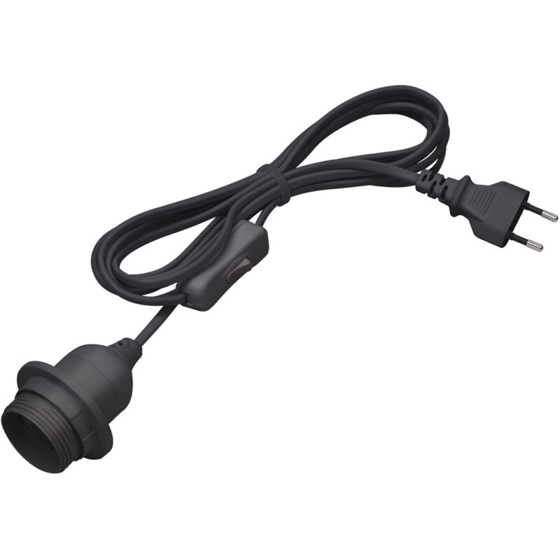 Douille E27 - 4,2 m - Noire - Avec interrupteur marche/arrêt - Idéale pour les projets de bricolage - Convient aux lampadaires et suspensions /