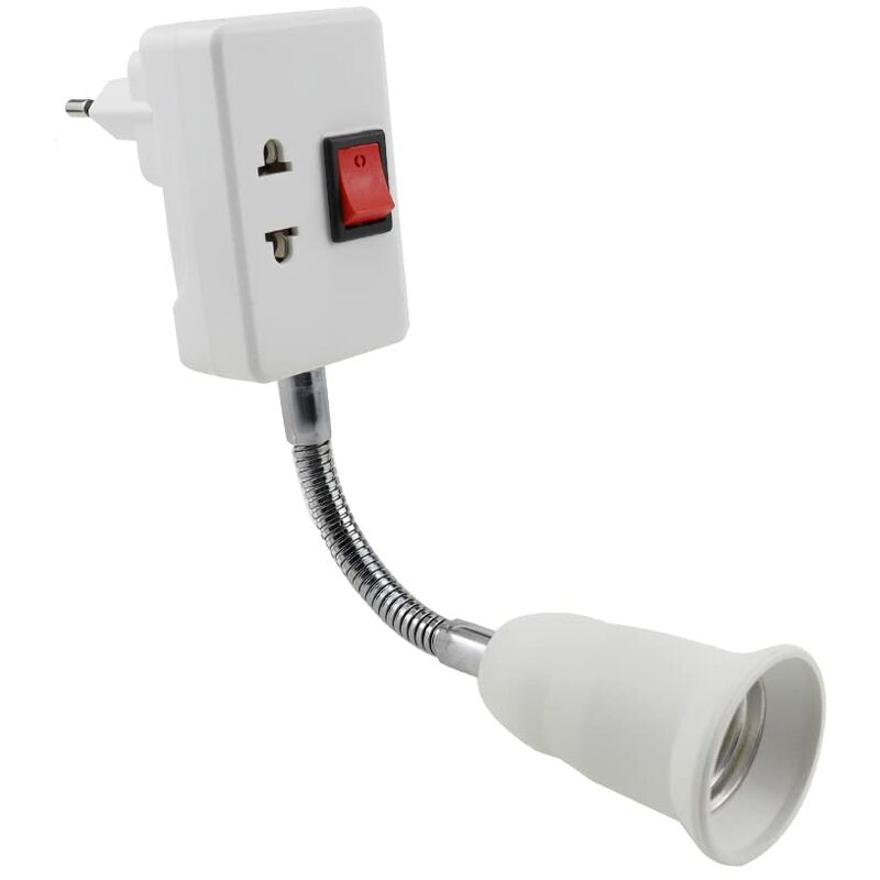 Douille E27 avec Interrupteur 360 Degrés Réglable E27 Adaptateur de Lampe Prise Murale Support Lampe Douille E27 sans Ampoule pour Bureau Chambre