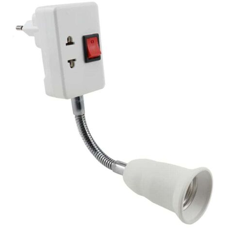 Douille E27 avec Interrupteur 360 Degrés Réglable E27 Adaptateur de Lampe Prise Murale Support Lampe Douille E27 sans Ampoule pour Bureau Chambre Cuisine Lampe de Lecture au Lit