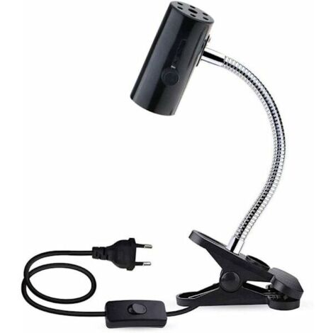Douille E27 en céramique avec pince et câble de 1,8 m pour lampe à reptiles, 150 W max., douille E27 noire flexible pour terrarium (tortue), lampe chauffante à pince.