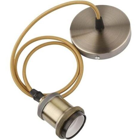 Douille E27 - Lampe suspendue style ancien - Suspension vintage rétro - Câble tressé - Bronze
