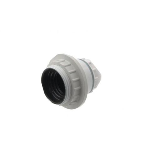 Douille E27 plastique 1/2 filetée + bague blanche M10