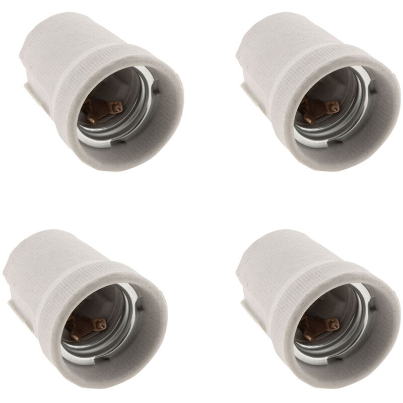 Lot de 4 douilles E27 porcelaine à vis - blanc - Zenitech