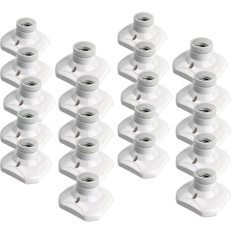 Douille E27 - Support Plafonnier Garage 220-240 V - Compatible Ampoule LED Jusqu'à 60 W - Matériau Plastique Résistant au Feu - Lot de 20