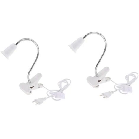 Douille E27 - Tube flexible blanc 40 cm - Lot de 2 -  LED - Pince flexible - Interrupteur intégré - Culot omnidirectionnel