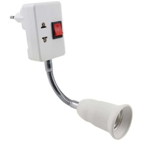 Douille E27 Ulisem avec interrupteur, adaptateur de lampe E27 réglable à 360 degrés, douille murale, support de lampe, douille E27 sans ampoule pour bureau, chambre, cuisine, lampe de lecture de lit