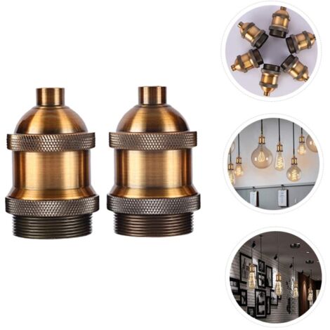 Douille E27 Vintage 2pcs En Bronze Antique Adaptateur De Douille De Lampe D'éclairage Industriel Pour Ampoules Edison Support De Lampe Décoratif Pour Restaurants Et Intérieurs