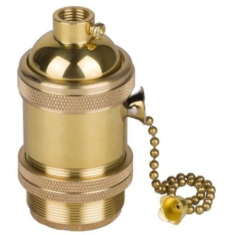 Douille E27 vintage avec pied et interrupteur à tirette en cuivre et laiton. Douille en cuivre pur, douille rétro, pied de lampe, interrupteur à