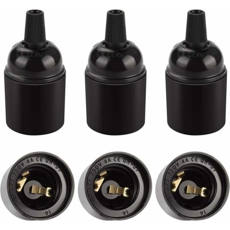 Douille E27 vintage noire, suspension rétro Edison, adaptateur de support de lampe en bakélite solide, parfait pour la décoration, l'industrie et le bricolage, lot de 6-LIAIKI