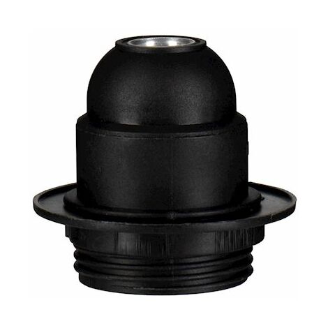 douille en thermoplastique - culot e27 - semi-filetée - avec bague - noir - bailey 141120