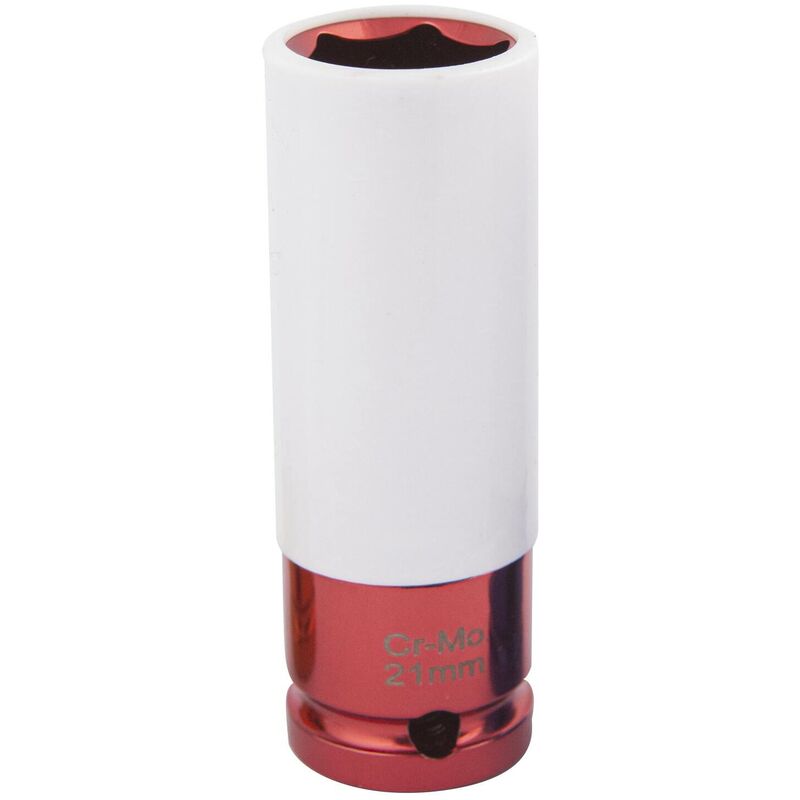 Douille choc gainée 1/2" 21mm rouge Cr-Mo pour jantes - SA 5023 - CLAS Equipements