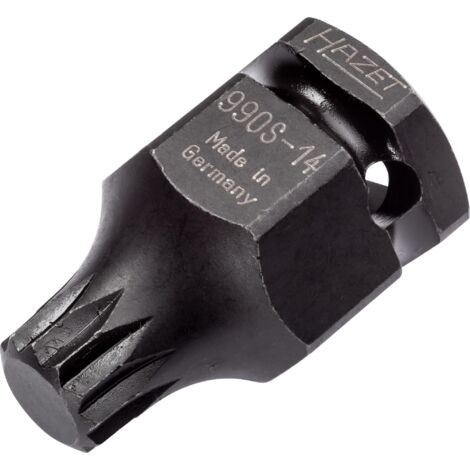 Douille mâle à chocs 990S-14 ∙ Carré creux 1/2 pouce (12,5 mm), 6 pans extérieurs 24 mm ∙ Profil denture multiple intérieur XZN ∙ Taille M14