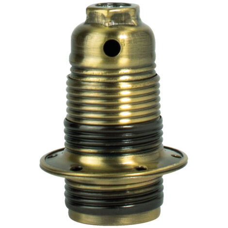 Douille métal E14 filetée bronze antique, double bague - Tibelec