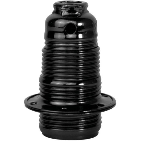 Douille métal E14 filetée noir chromé, double bague - Tibelec