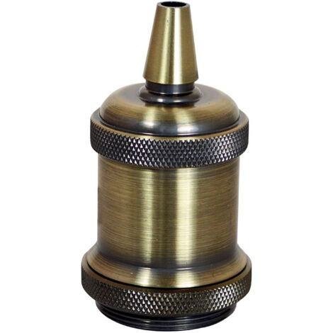 Douille métal E27 filetée bronze antique, double bague - Tibelec