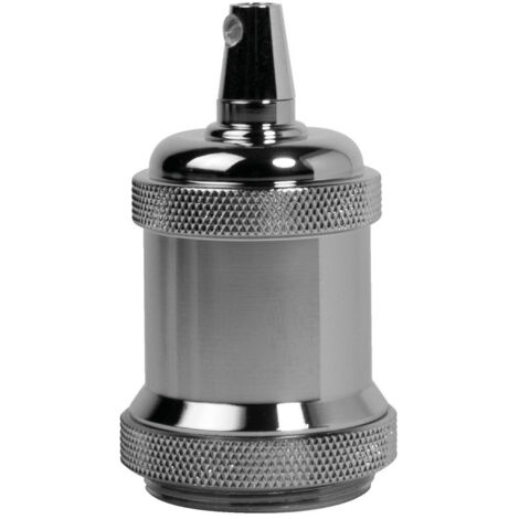 Douille métal E27 filetée chromé, double bague - Tibelec