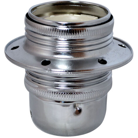 Douille métal filetée E27 double bague finition chrome- Tibelec