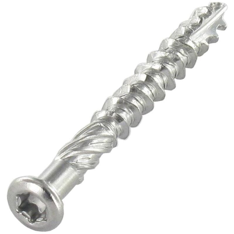 Vis terrasse Tête fraisée TF Cranté TORX T25 Pointe antifendage cut type 17 5X80 Inox A2-200 pièces