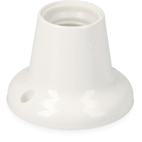Douille Murale Droite E27 - Support Thermoplastique Blanc - Base 7,5 cm - Installation Facile