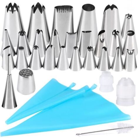 Douille Patisserie - Professionnelle - Acier Inoxydable - 32 Pièces - Décoration de Gâteaux - Formes Multiples