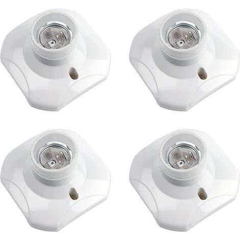 Douille Plafond E27 à Visser, Douille E27 Garage, AC 220-240V, Support Douille pour Ampoule LED, Base Plafonnier Culot E27, Base de Lampe Plastique Blanche pour Lampe au Mur, lot de 4