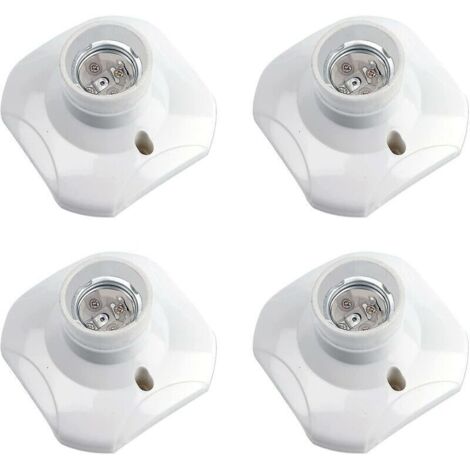 Douille Plafond E27 à Visser, Douille E27 Garage, AC 220-240V, Support Douille pour Ampoule LED, Base Plafonnier Culot E27, Base de Lampe Plastique Blanche pour Lampe au Mur, lot de 4