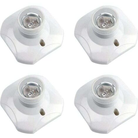 Douille Plafond E27 à Visser, Douille E27 Garage, AC 220-240V, Support Douille pour Ampoule LED, Base Plafonnier Culot E27, Base de Lampe Plastique Blanche pour Lampe au Mur, lot de 4