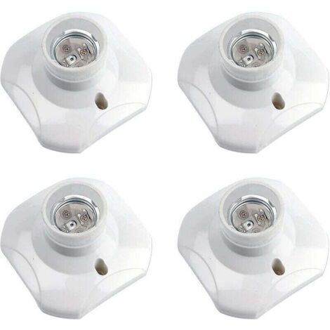 Douille Plafond E27 à Visser, Douille E27 Garage, AC 220-240V, Support Douille pour Ampoule LED, Base Plafonnier Culot E27, Base de Lampe Plastique Blanche pour Lampe au Mur, lot de 4